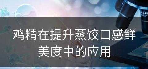 鸡精在提升蒸饺口感鲜美度中的应用